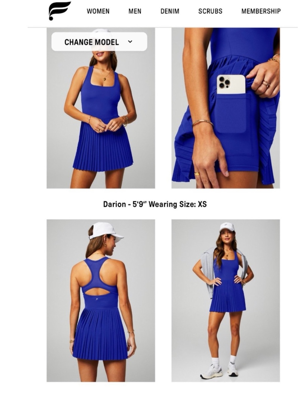 Fabletics Women's Royal Blue Pleated Tennis Skirt